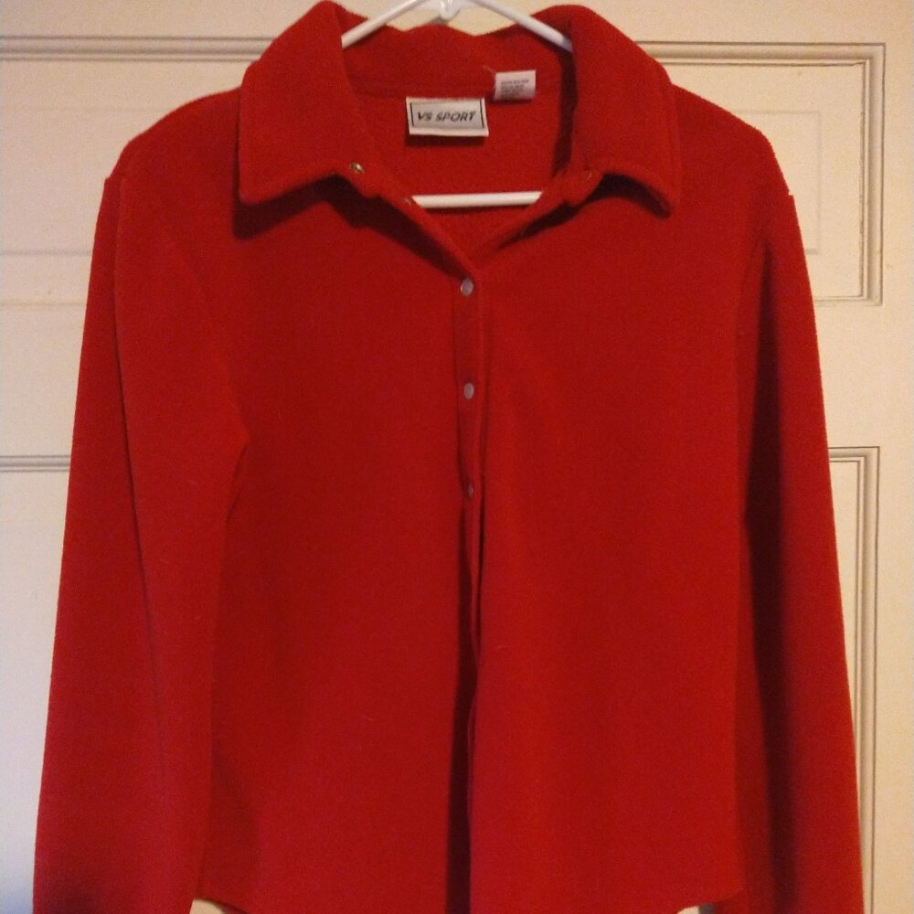 Vintage VS Sport Red Fleece Snap Front Shirt- Size S